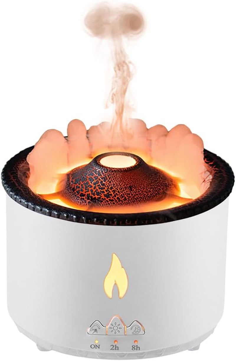 Ultrasonic Volcano Jellyfish Flame Humidifier Original Flame Diffuser Volcano Lamp Aroma Diffuser for Essential Oils Diffusers, Small Fireplace Humidifier Fire Oil Diffuse for Home Large Room Kids