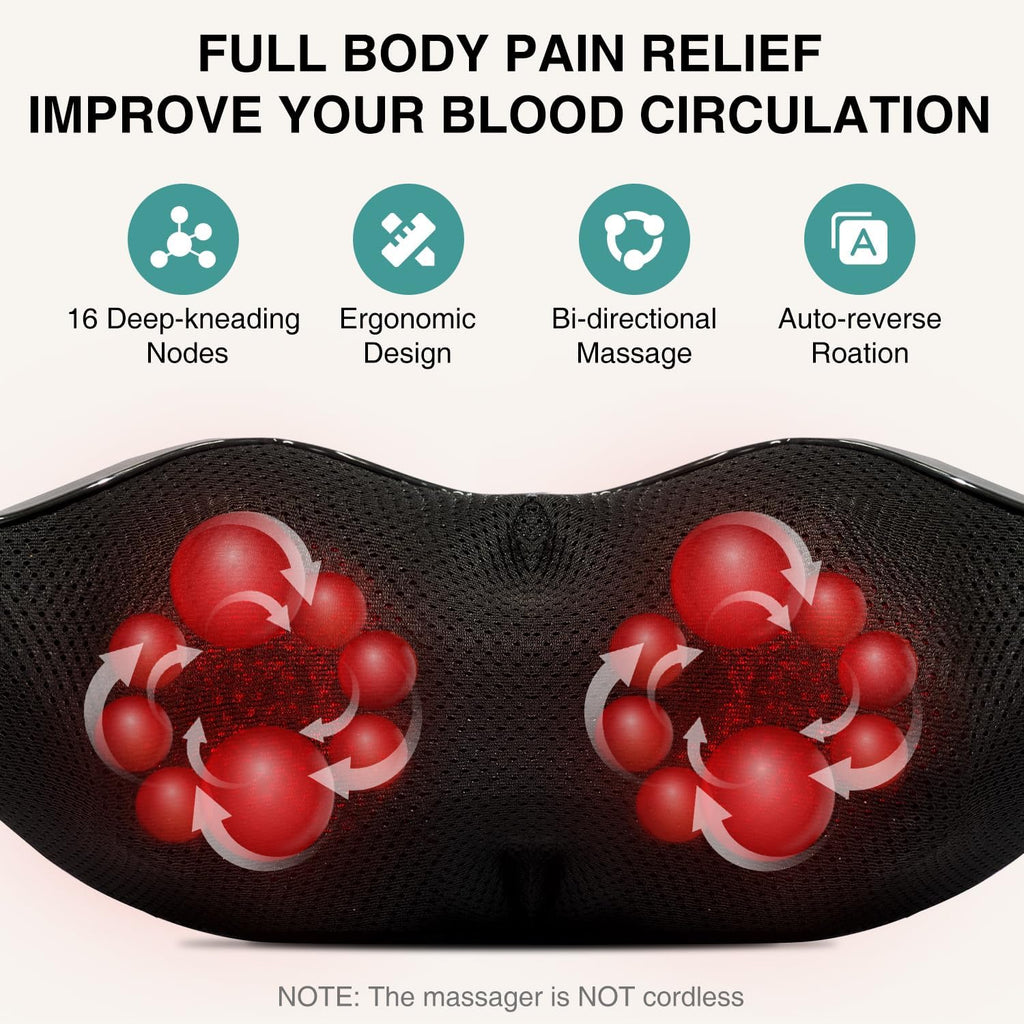 Neck and Back Massager with Soothing Heat
