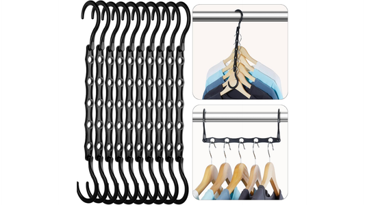 Space Saving Hangers 10 Pack, Premium Smart Hanger Hooks, Sturdy Cascading Hangers with 5 Holes for Heavy Clothes, Closet Organizers and Storage, College Dorm Room Essentials